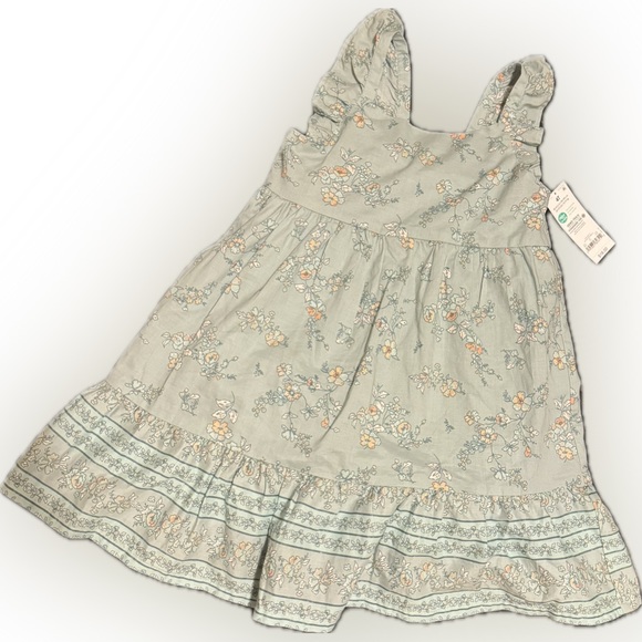 New Oshkosh Green Spring Floral Dress size 4T - Picture 1 of 3
